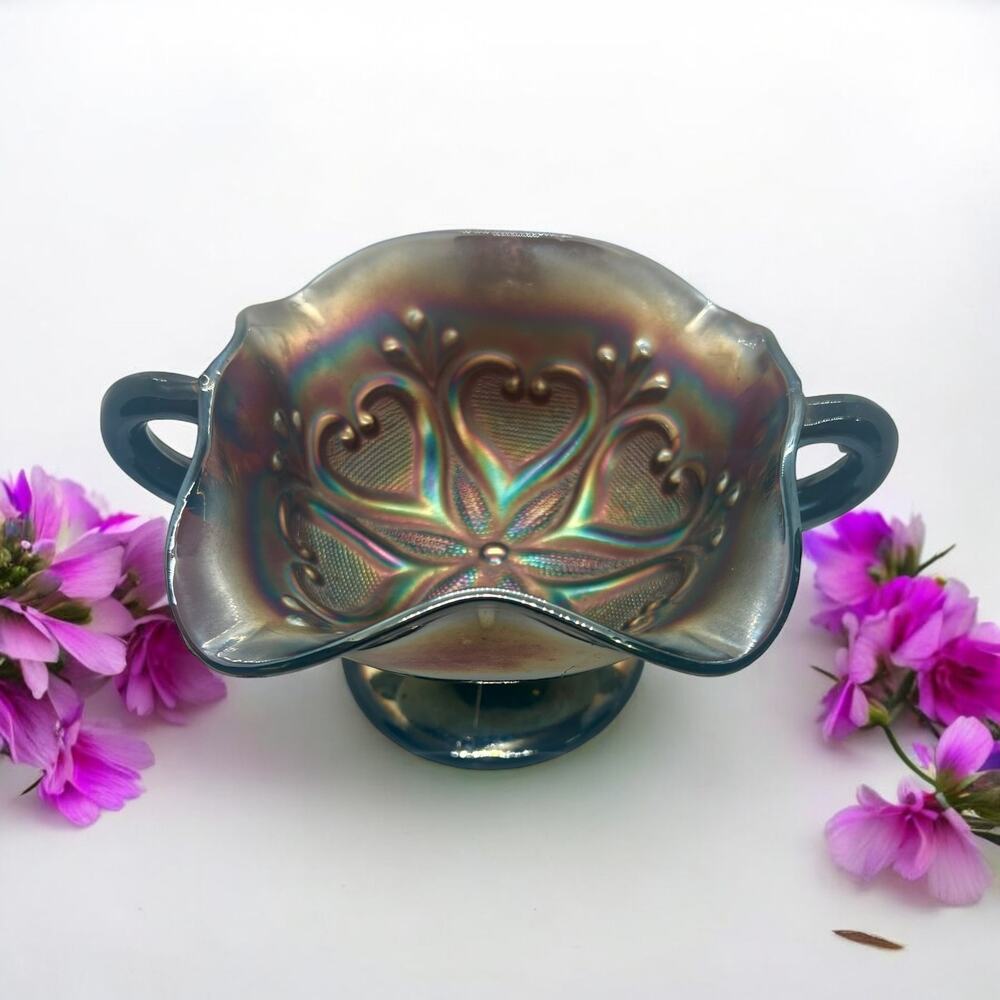 Dugan Starfish Amethyst Carnival Glass Bonbon Dish-Antique-Nouveau-Iridescent